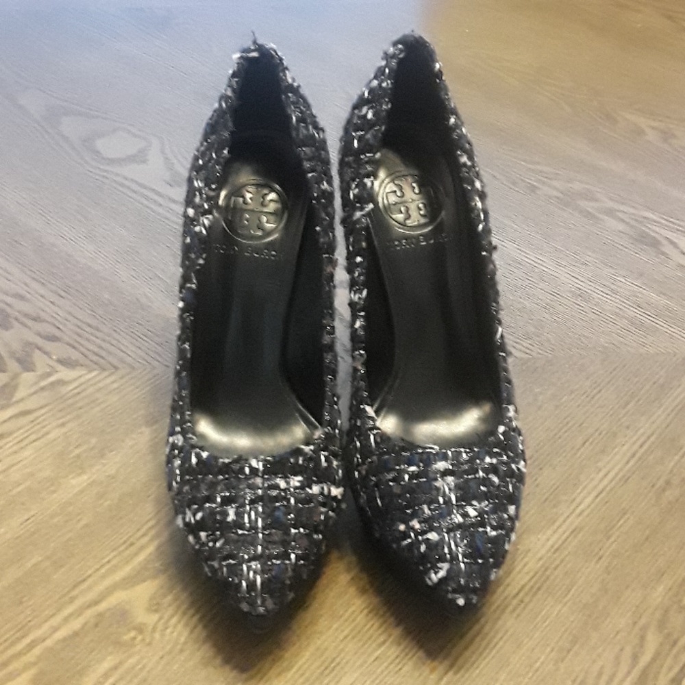 Tory Burch Tweed Platform Heels 6.5